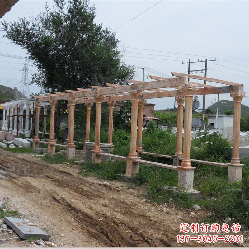 开封晚霞红石雕花架长廊