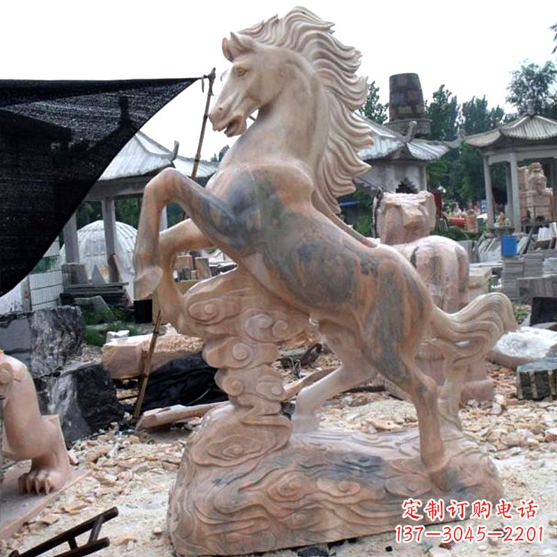 开封晚霞红石雕马生肖动物雕塑