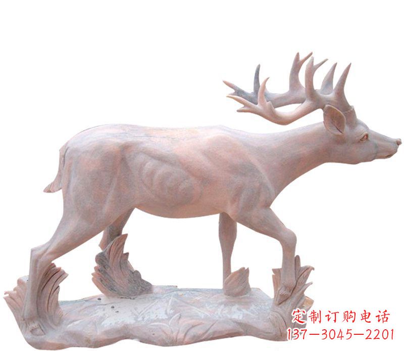 开封晚霞红小鹿石雕