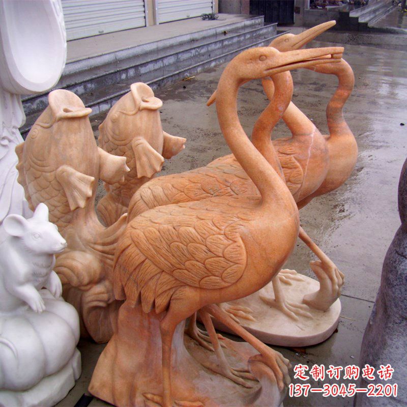 开封晚霞红园林仙鹤石雕