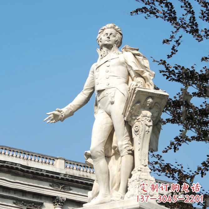 开封维也纳古典乐派代表人物之莫扎特汉白玉石雕像