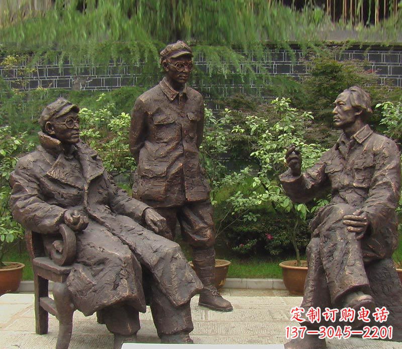开封伟人毛泽东刘伯承铜雕
