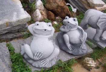 开封别具一格的青石青蛙喷水雕塑