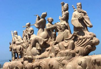 开封神话传说“八仙过海”人物群景观石雕