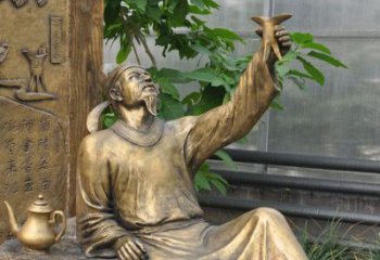 开封象征文学大师李白的铜雕像