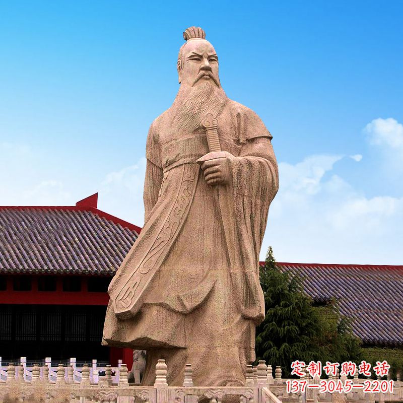 开封魏武帝曹操砂岩石雕塑像