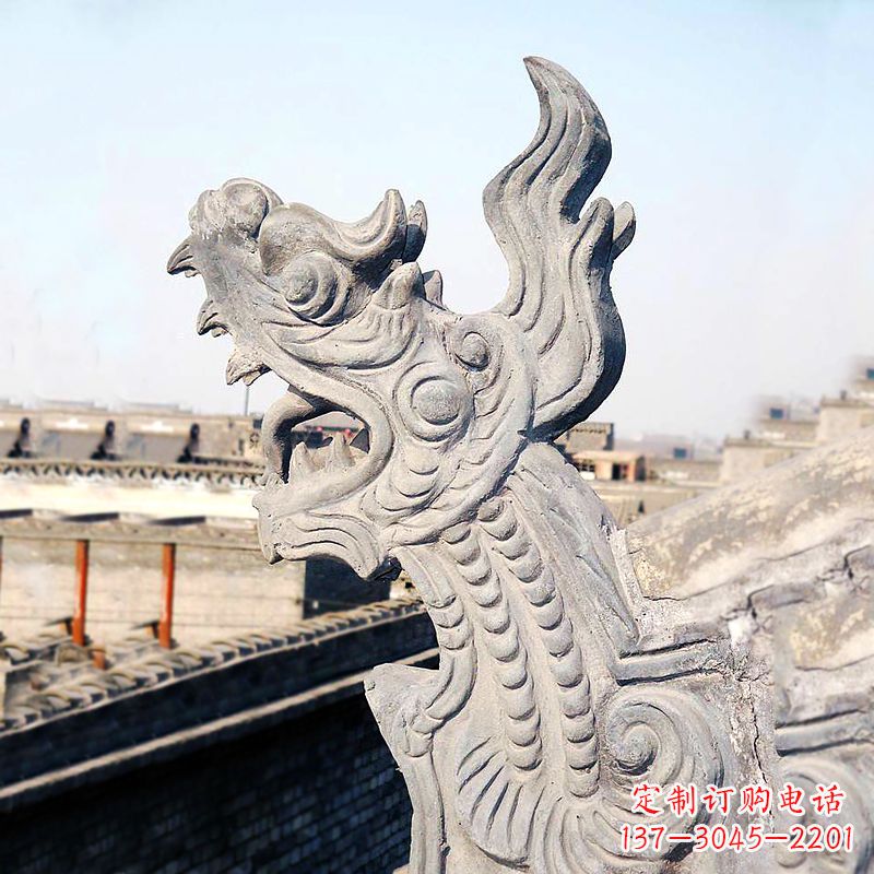 开封屋脊鸱尾螭吻雕塑-古建装饰神兽动物雕塑