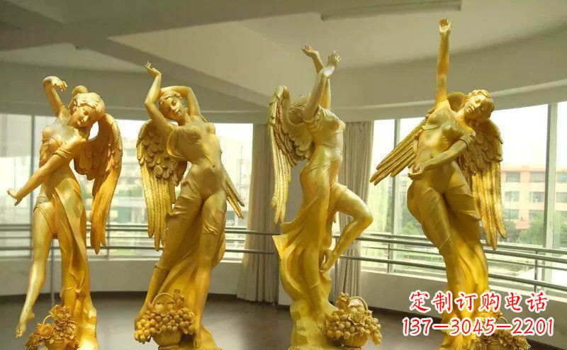开封舞蹈四女神玻璃钢仿铜人物雕塑