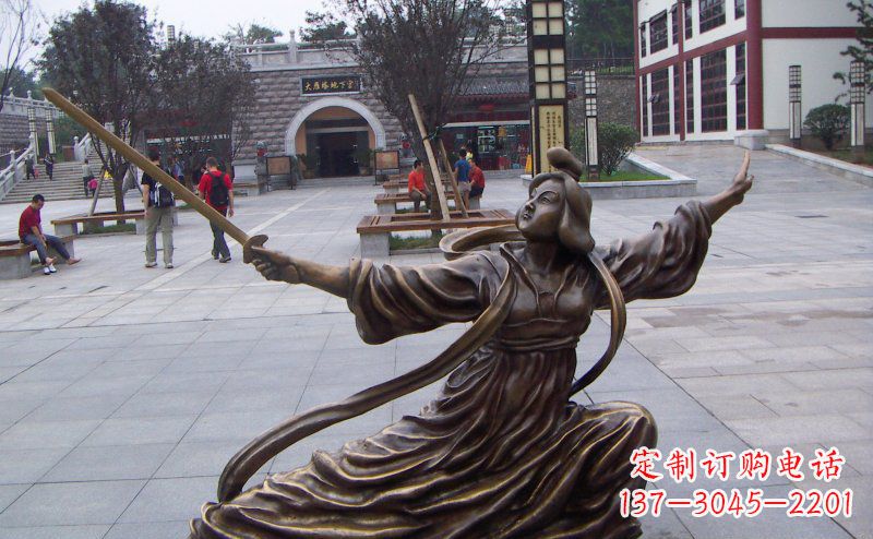 开封舞剑的古代美女古代人物铜雕