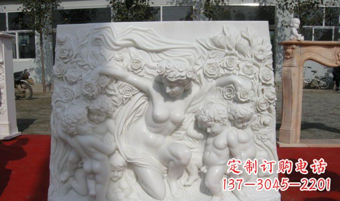 开封西方女人与孩子汉白玉浮雕
