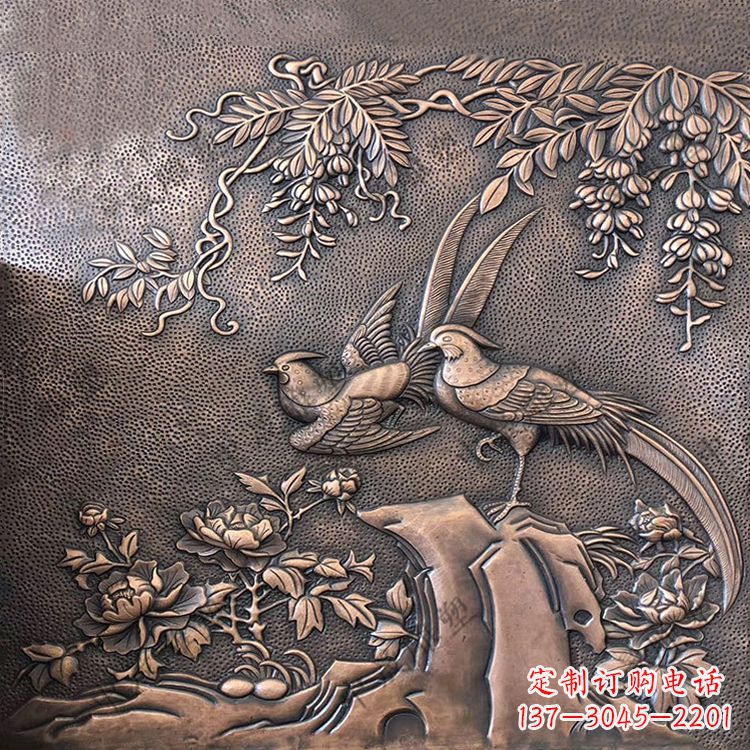 开封喜鹊紫铜浮雕装饰画
