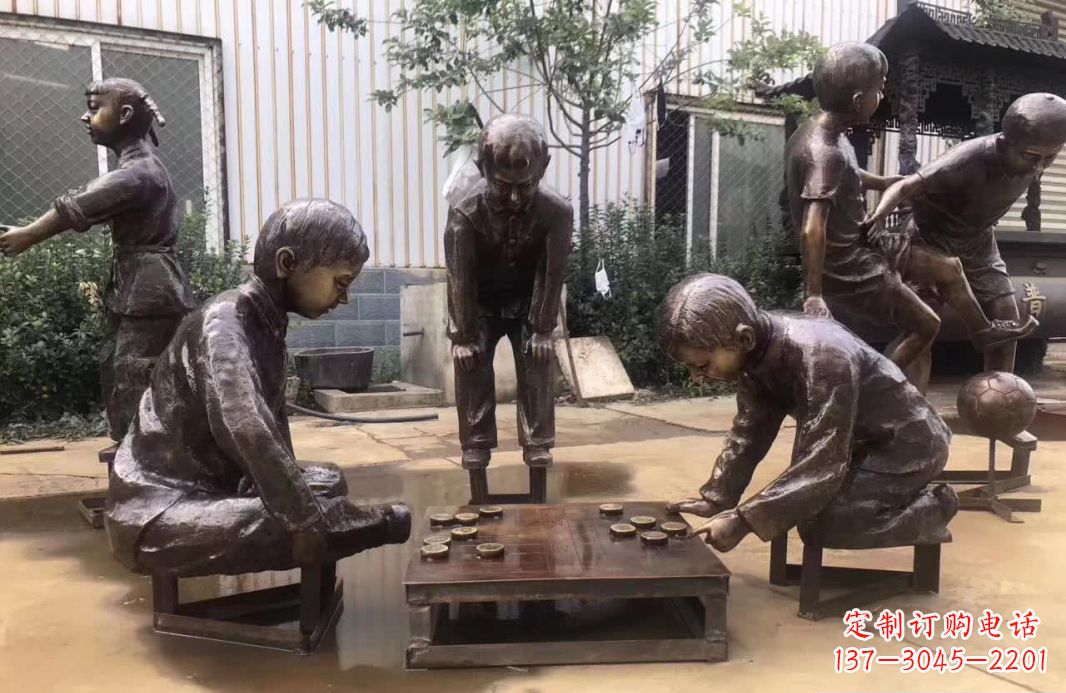 开封下象棋儿童铜雕