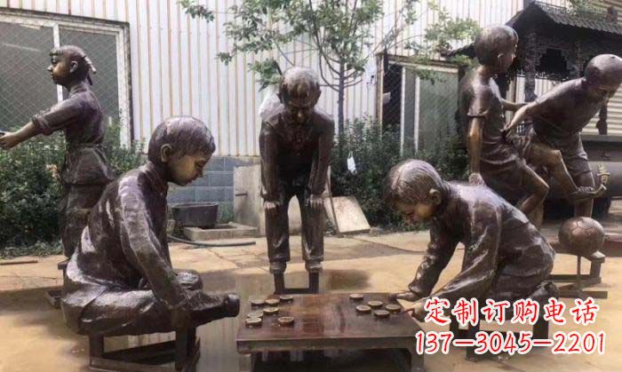 开封下象棋儿童铜雕 (2)