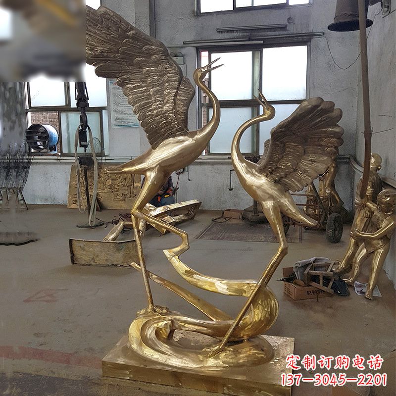 开封仙鹤铜雕景观