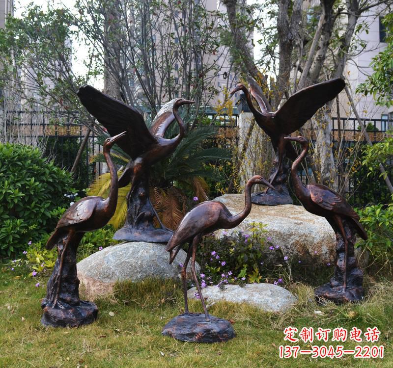 开封仙鹤铜雕塑 (2)