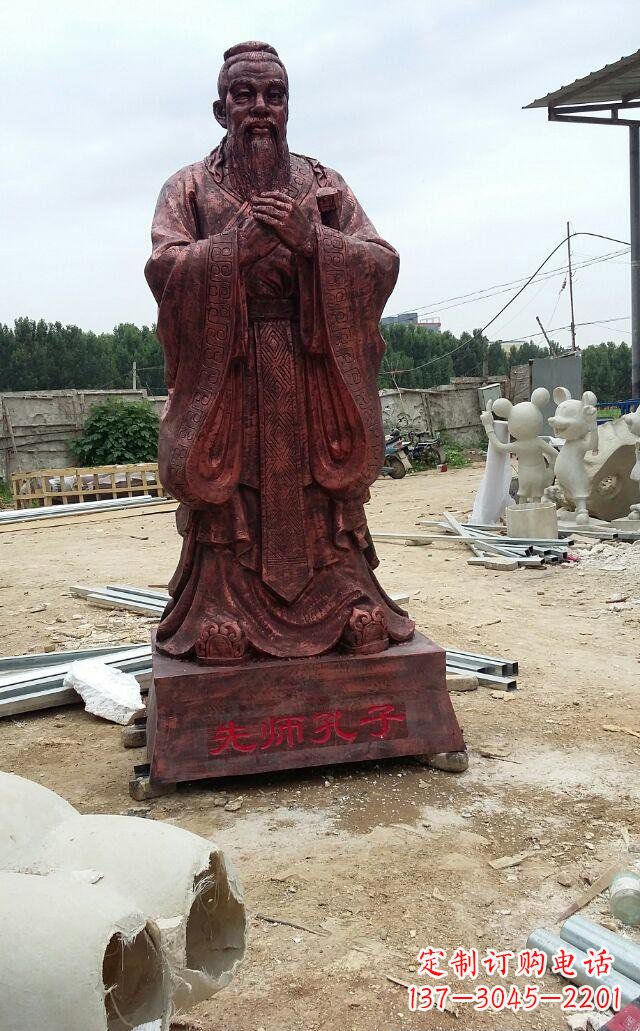 开封先师孔子玻璃钢仿铜人物雕塑