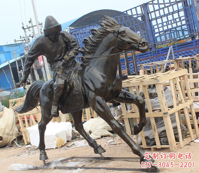 开封现代骑马人物公园景观铜雕