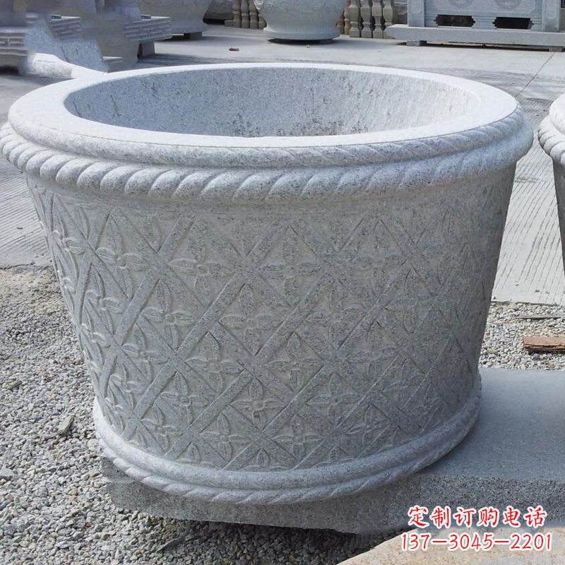 开封现代石雕花盆雕塑