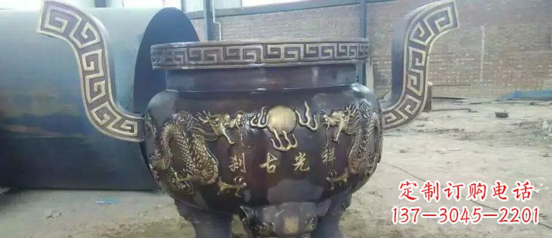 开封祥光古刹寺庙香炉铜雕