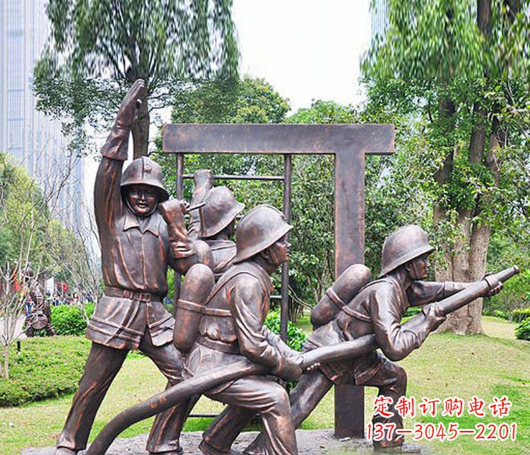 开封消防员人物铜雕 (2)