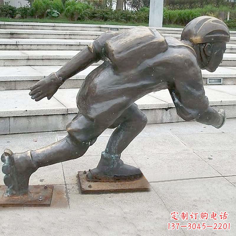 开封小孩滑旱冰广场人物运动雕塑