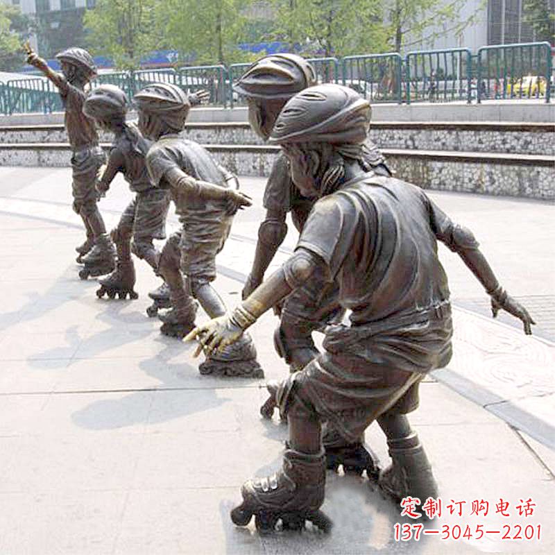 开封小孩滑旱冰广场运动主题雕塑