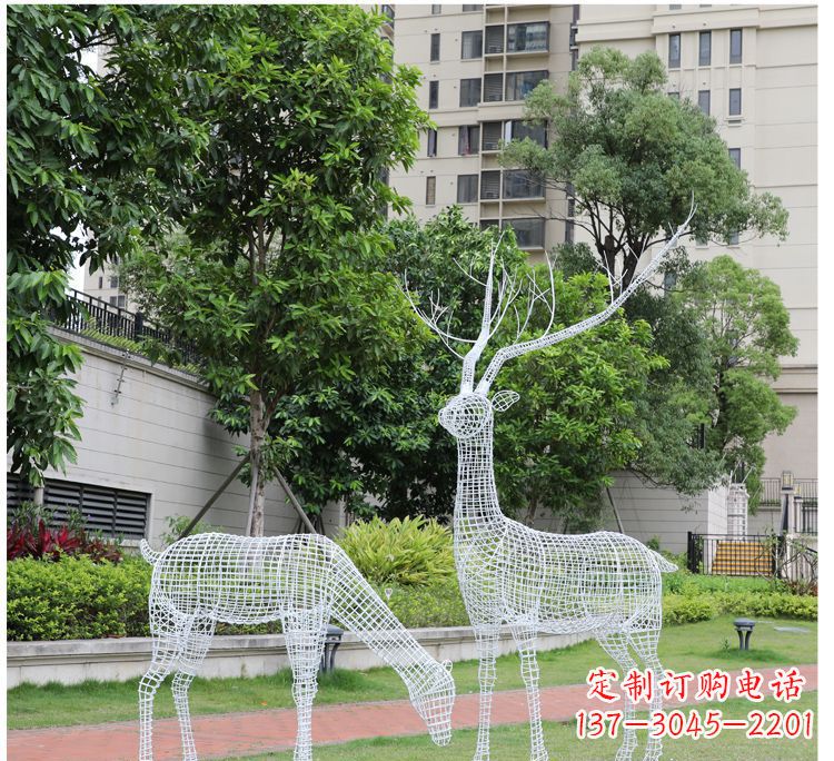 开封小区不锈钢镂空梅花鹿鹿雕塑