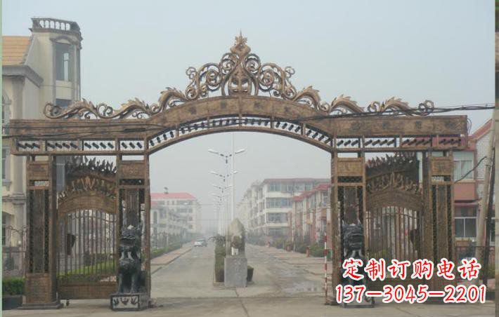 开封小区不锈钢门口牌坊雕塑