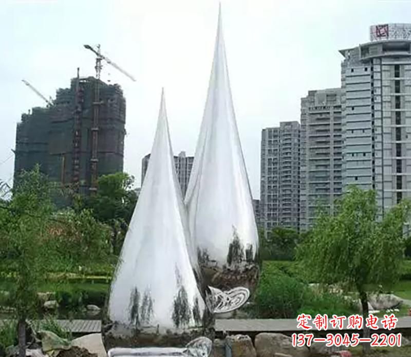 开封小区不锈钢水滴雕塑
