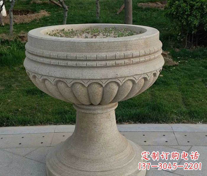 开封小区大理石花盆摆件石雕