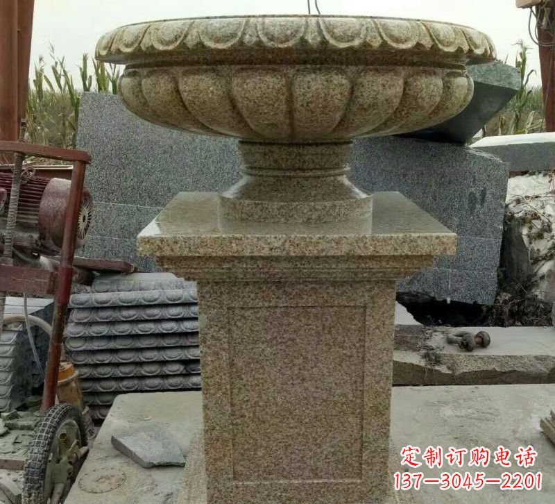 开封小区花岗岩花盆雕塑