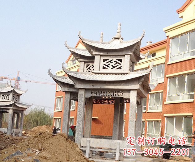 开封小区景观大理石凉亭石雕