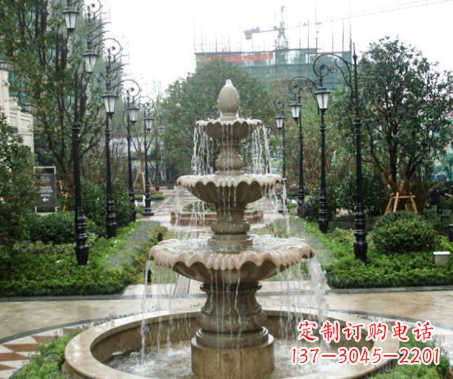 开封小区景观大理石喷泉石雕 (4)