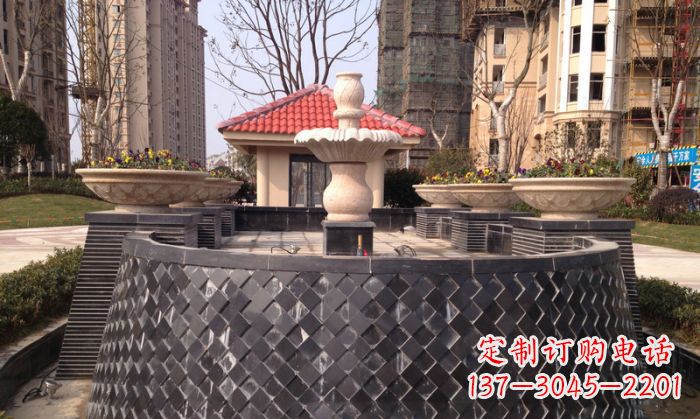 开封小区景观大理石喷泉石雕 (3)