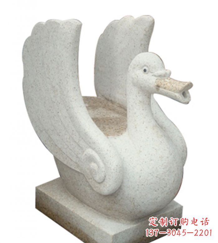 开封小区景观大理石天鹅喷泉石雕 (2)