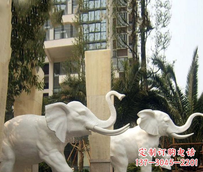 开封小区景观汉白玉大象石雕