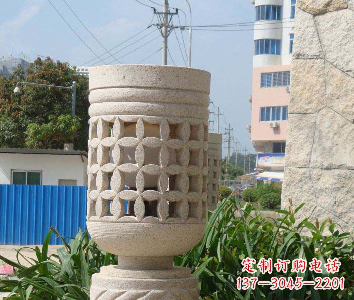 开封小区景观镂空石灯石雕
