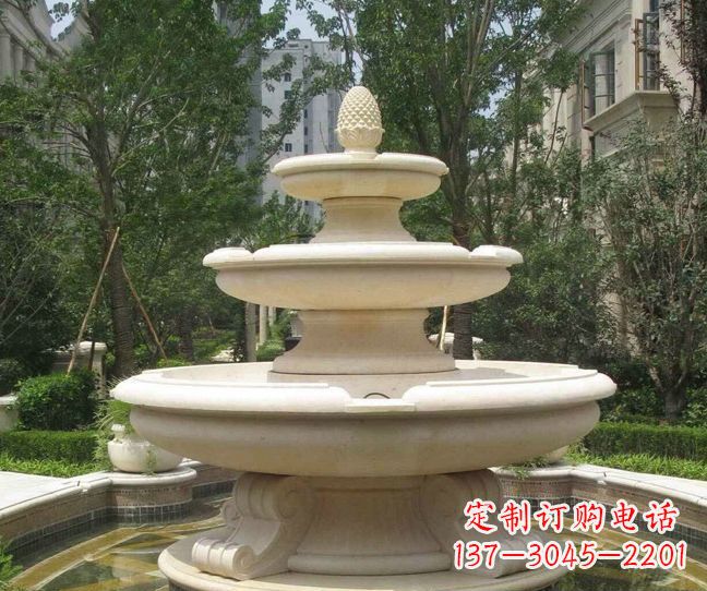 开封小区景观晚霞红多层喷泉石雕