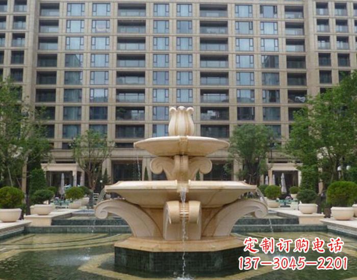开封小区景观晚霞红喷泉石雕 (2)