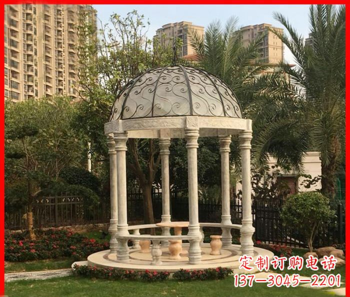开封小区欧式圆顶凉亭石雕 (2)