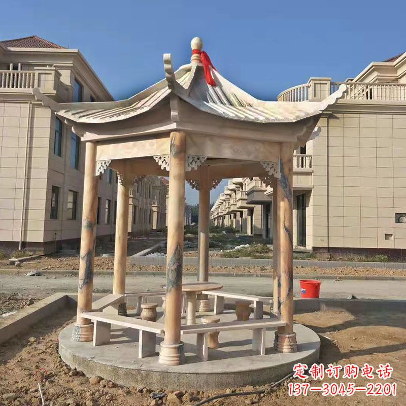 开封小区庭院石雕凉亭