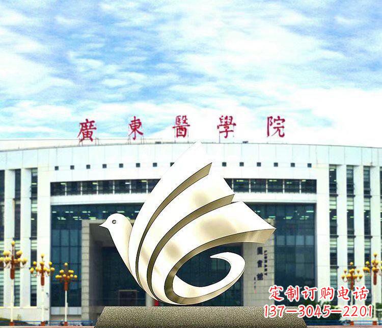 开封校园不锈钢抽象和平鸽雕塑