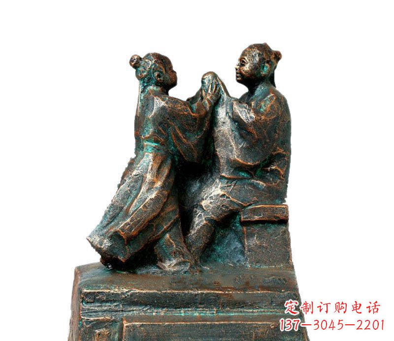 开封校园古代孔融让梨人物铜雕
