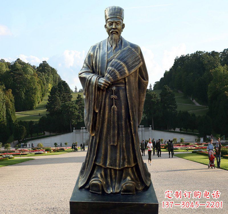 开封校园古代名人诸葛亮铜雕