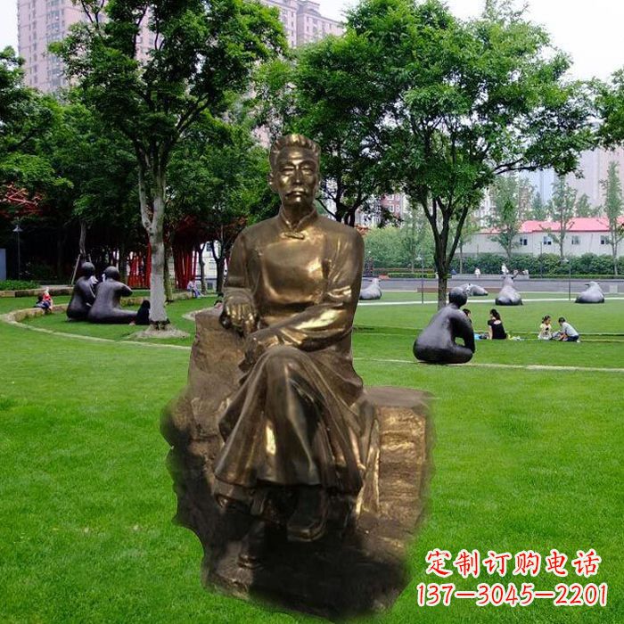 开封校园名人鲁迅先生玻璃钢仿铜雕像