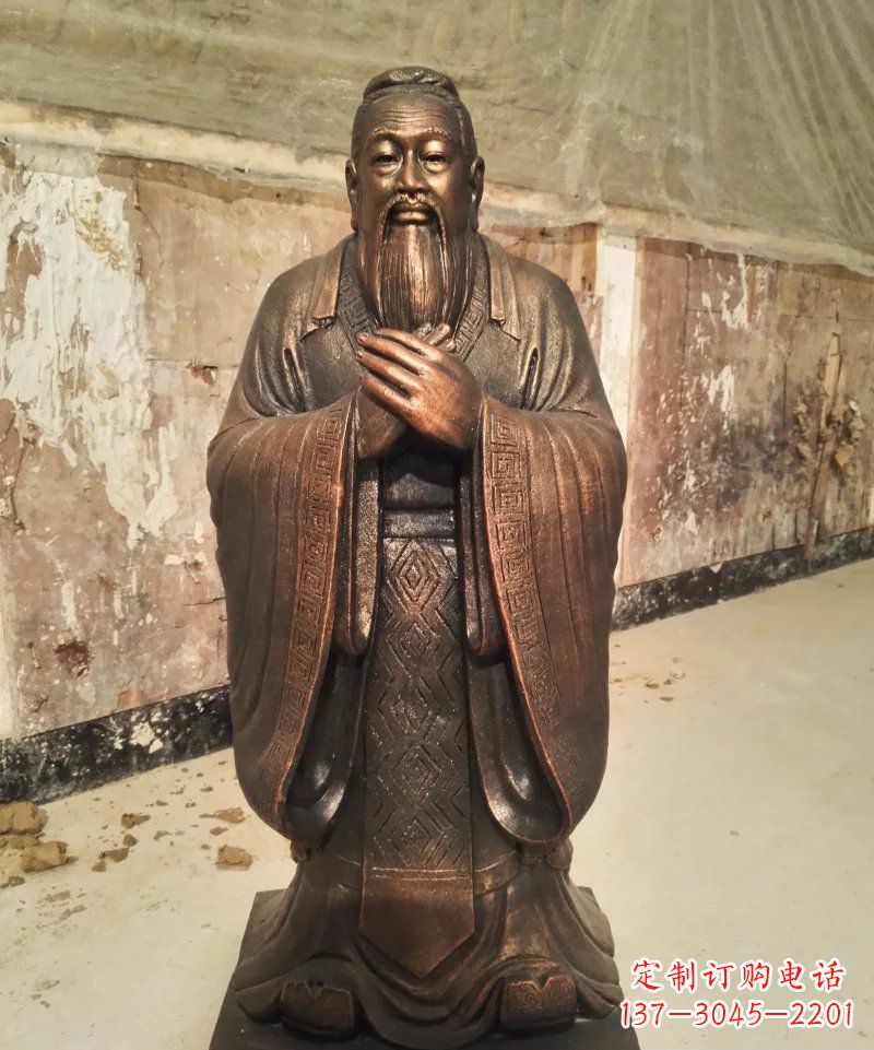 开封校园铸铜孔子名人铜雕