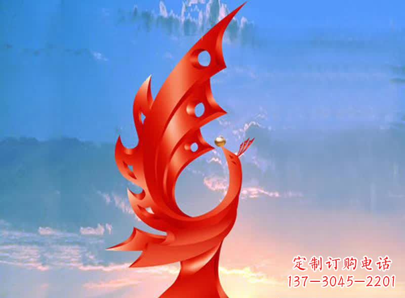 开封学校不锈钢奋进凤凰标志雕塑