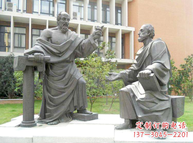 开封学校校园名人雕塑,苏格拉底校园情景小品雕塑