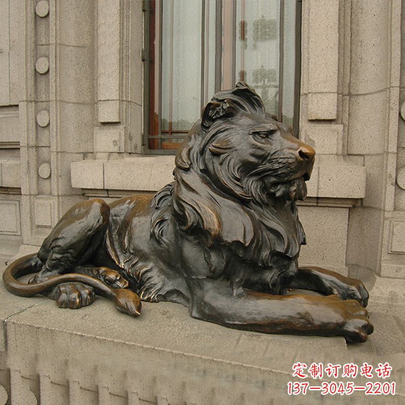 开封银行大门铜雕港币狮子看门动物雕塑