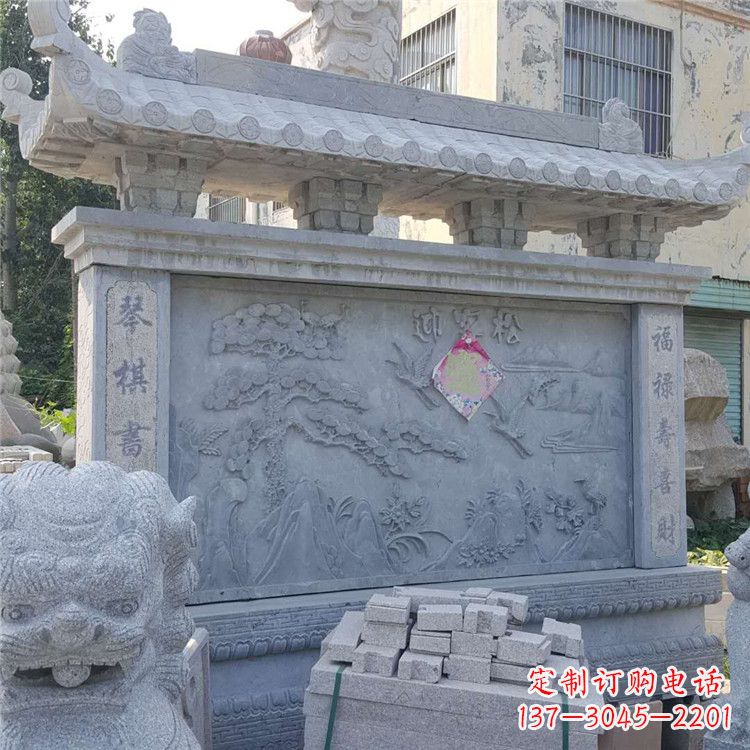 开封迎客松石雕影壁墙